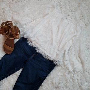 Off the shoulder white lace top !